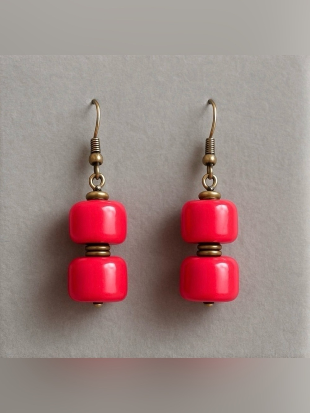 Premier Designs Pink Bead Retro LIPSTICK Earrings 1980s NIP #480